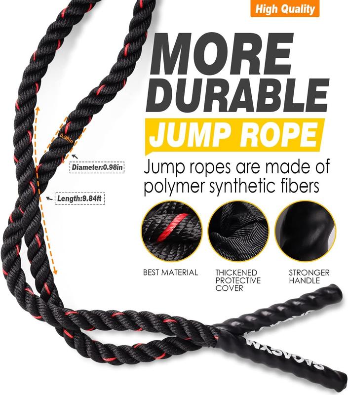 Weighted Jump Rope for Fitness - 9.8ft Heavy Battle Ropes for Exercise, 3LB Workout Rope for Women & Men, Skipping Rope For Gym Training, Home Workout