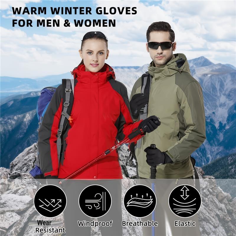 Winter Gloves Men's and Women's Cold Weather Warm Gloves Frozen Work Gloves Set Suitable for Running, Driving, Cycling, Work, Hiking, Touch Screen Gloves