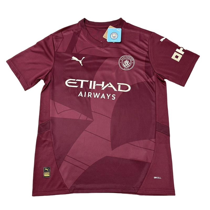 Puma 2425 Manchester City Second Away Red Short Sleeve Soccer Jerseys Premier League Fan Edition