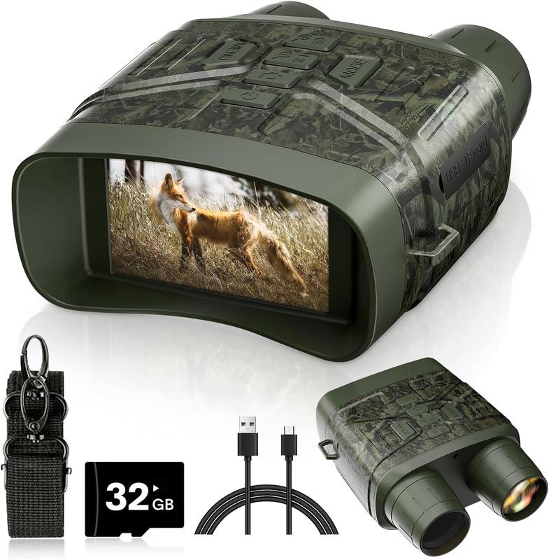 4K Night Vision Goggles with 3 In 1 Large Screen for Adults, USB Rechargeable Lithium Battery Field Observation Goggles, for Wildlife Observation, Camping, Security, and Hurting