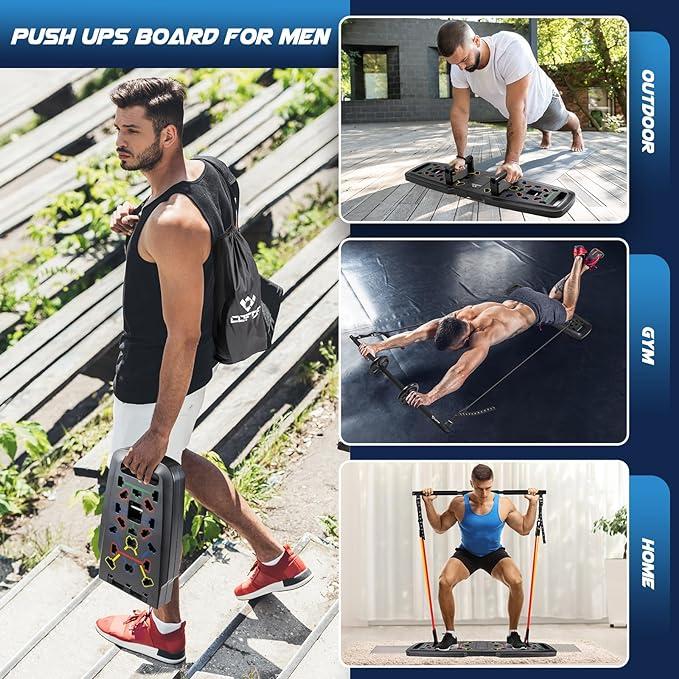 Foldable Push Up Board - Portable Bar for Upper Body Workout -Multiple Grip Positions-Compact Strength Training Equipment for Home Gym and Travel