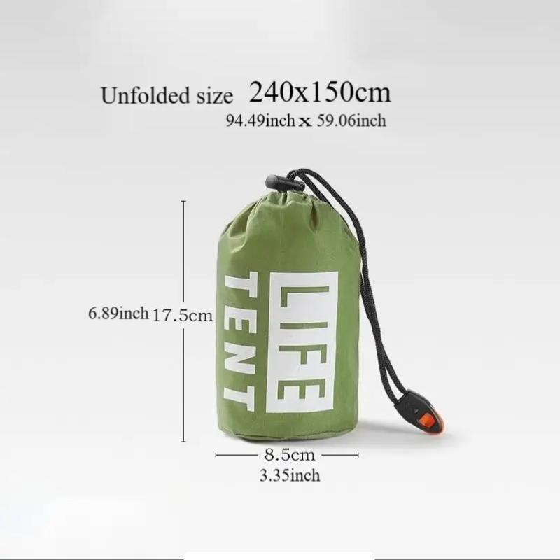 Outdoor Portable Tent, 1 Count Emergency Heating Camping Tent With Para-cord, Warm Survival Blanket For Camping & Hiking