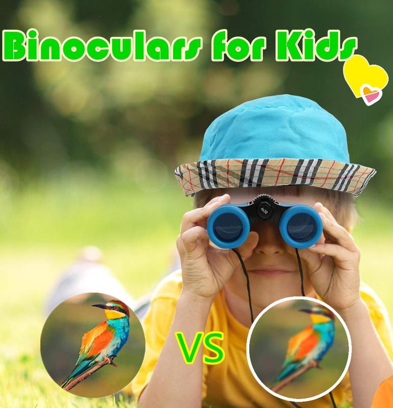 Kids Binoculars Shock Proof Toy Binoculars Set for Age 3-12 Years Old Boys Girls Bird Watching Educational Learning Hunting Hiking Birthday Presents