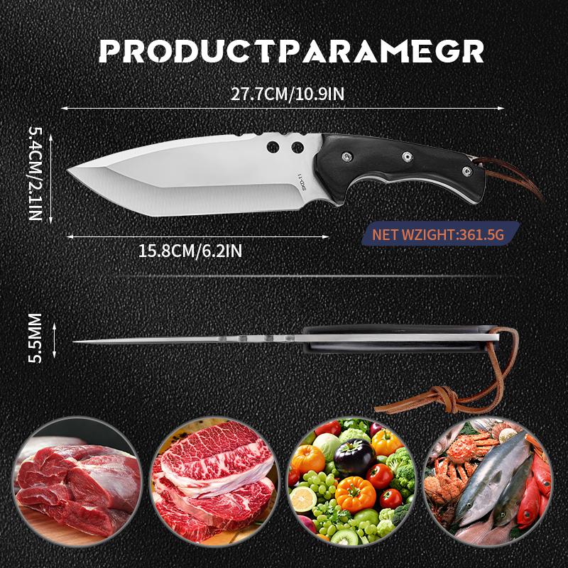 Camping high hardness multi-use knife DC portable fixed blade knife, multifunctional cutting knife kitchen multi-use knife with sheath