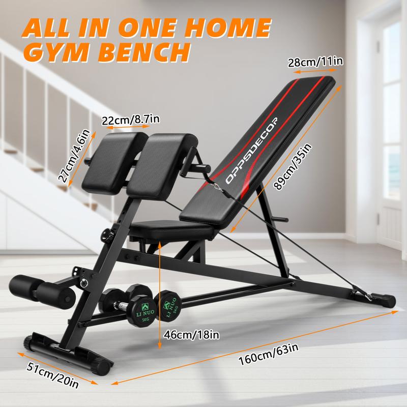 OPPSDECOR Multi-Functional Weight Bench,Hyper Back Extension, Roman Chair, Adjustable Sit up Bench, Incline Decline Bench