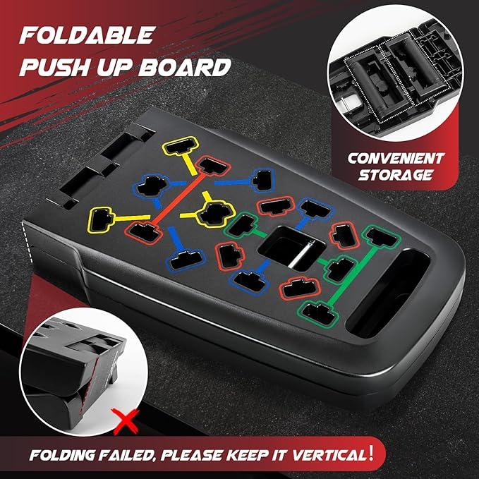 Foldable Push Up Board - Portable Bar for Upper Body Workout -Multiple Grip Positions-Compact Strength Training Equipment for Home Gym and Travel