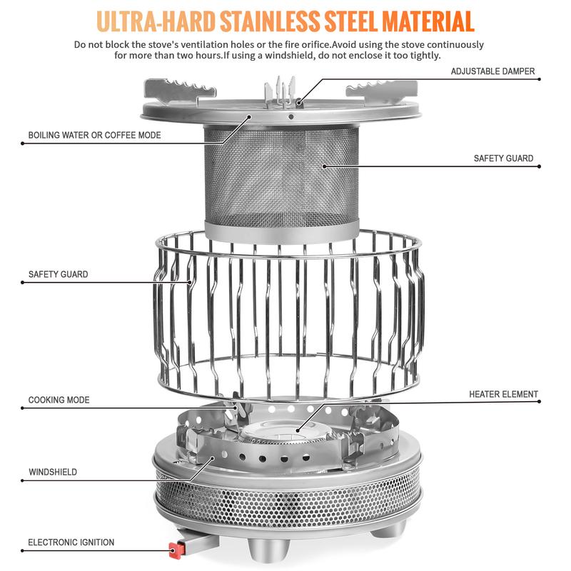 Outdoor camping Stove 2 in 1 Portable Propane Heater & Stove, Camping Ice Fishing Hunting Survival Emergency Gifts