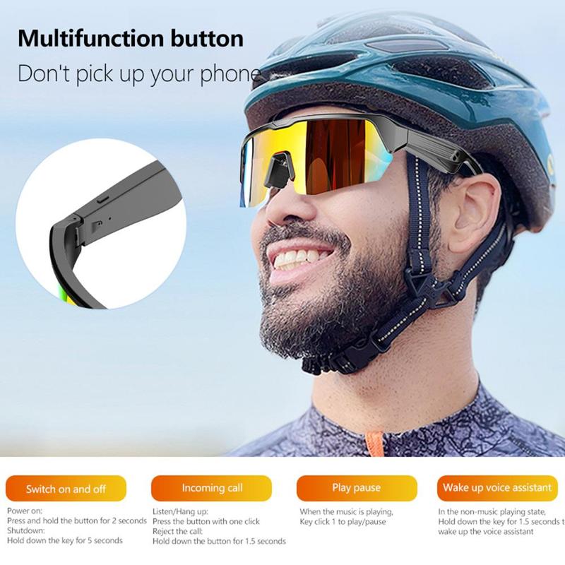 Smart Glasses, Polarized Sunglasses, Built-in Mic & Sports Voice Assistant Audio Sun Glass, Music Call Sports Smart Glasses, Cycling Sunglasses, Wireless Glasses