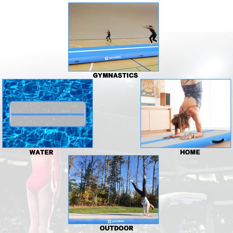 AKSPORT Gymnastics Air Mat Tumble Track Tumbling Mat Inflatable Floor Mats with Air Pump-Monochromatic Collection