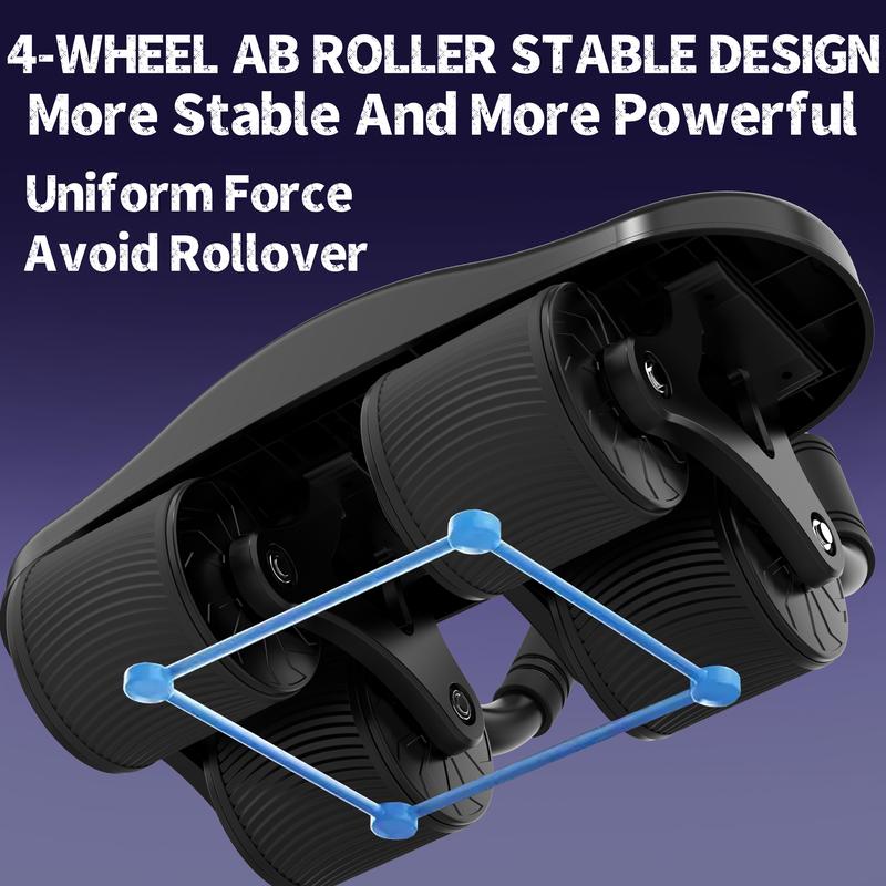 Ab Roller Wheel with Elbow Support LED- Automatic Rebound Abdominal Wheel, Ab Roller Abdominal Exercise with Knee Mat &Timer, Abs Workout Equipment Trainer Fitness for Women Men