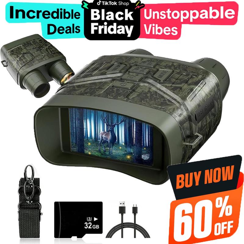 4K Night Vision Goggles with 3 In 1 Large Screen for Adults, USB Rechargeable Lithium Battery Field Observation Goggles, for Wildlife Observation, Camping, Security, and Hurting