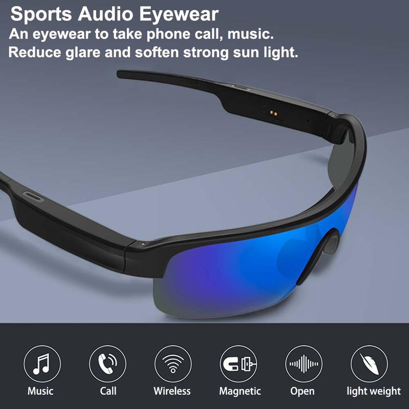 Smart Audio Glasses, Stereo Audio Amplification Smart Glasses, Sports Goggles, Low Latency UV Protective Glasses for Outdoor Sports, Traveling, Shopping