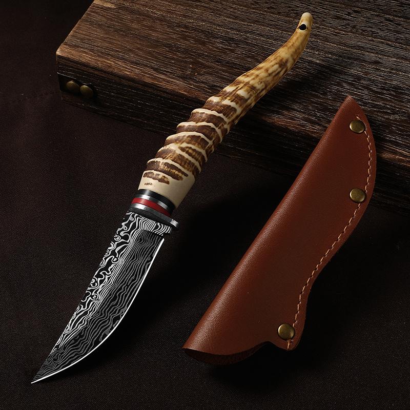 1pc 3pc Outdoor fruit knife, portable knife with sheath, stainless steel, sharp knife, camping boning knife, meat cleaver, non-slip grip