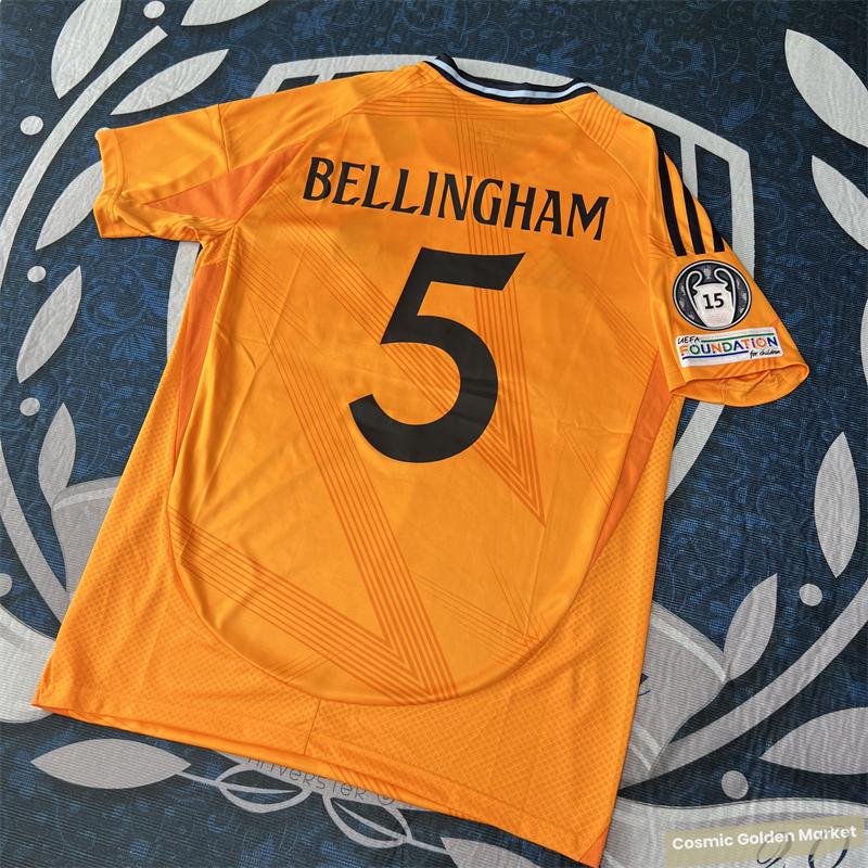 2425  Away Orange NO.5 Bellingham Short Sleeve Soccer Jerseys