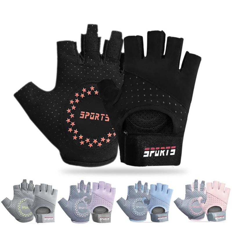 Unisex's Letter & Star Print Sports Gloves, Breathable Comfortable Sports Gloves for Gym Workout, Sports & Outdoor Clothing Accessories for Men & Women