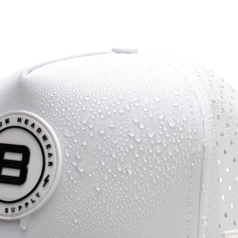 BRIMZ Outdoor Performance Hat - Breathable Sweat Resistant Fitness Hats - Best for Golf, Running, Workouts, Fishing, Exercise - Moisture-Wicking 5-Panel Baseball Cap Snapback (White Black Brim)