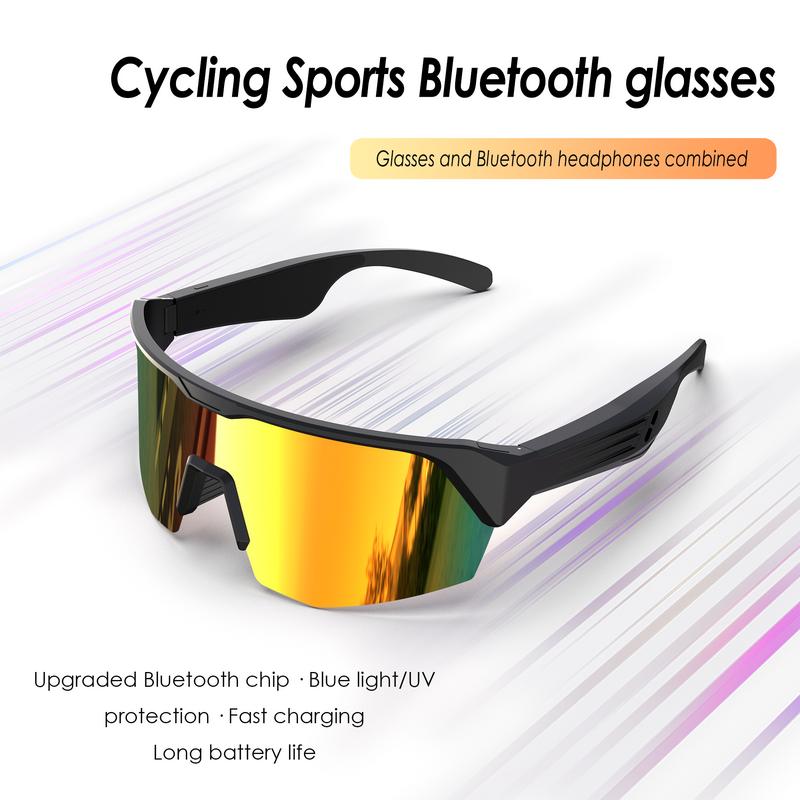 Smart Music Sports Bluetooth Sunglasses with Type-C Charging for Outdoor Activities - Wearable