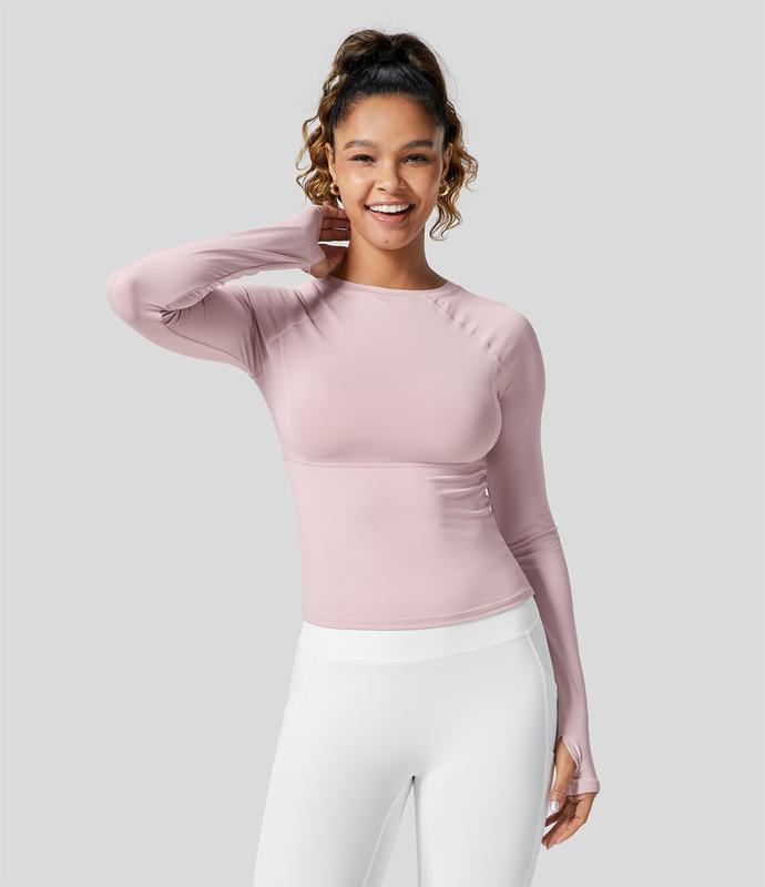 Solid Thumb Hole Yoga Sports Top