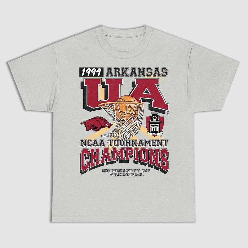 University of Arkansas Tournament Champs NCAA Merch, graphic vintage sports tees summer shirts for men