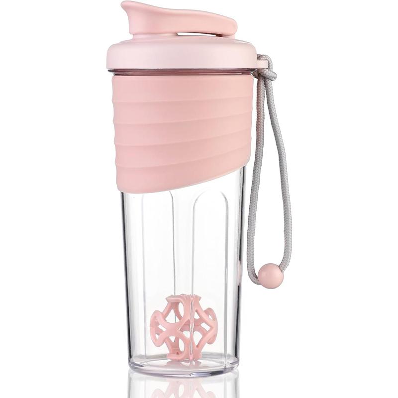 Shaker Bottle for Protein Mixes 24 oz Protein Shaker Bottles with Whisk Ball Mixer Bottle Protein Bottle,Portable Pre Workout Whey Protein Drink Shaker Cup Pink