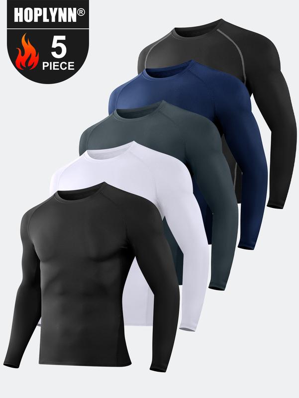 HOPLYNN 5 Piece Set Men's Compression Long Sleeve Workout Sports Leggings T-Shirt  Hot Selling Same Style