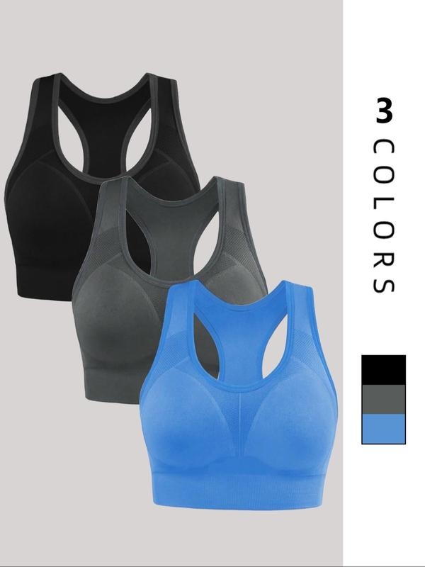 Women's Solid Scoop Neck Sports Vest, Breathable Comfortable High Stretch Sports Bra, Ladies Sportswear for Indoor Outdoor Wear