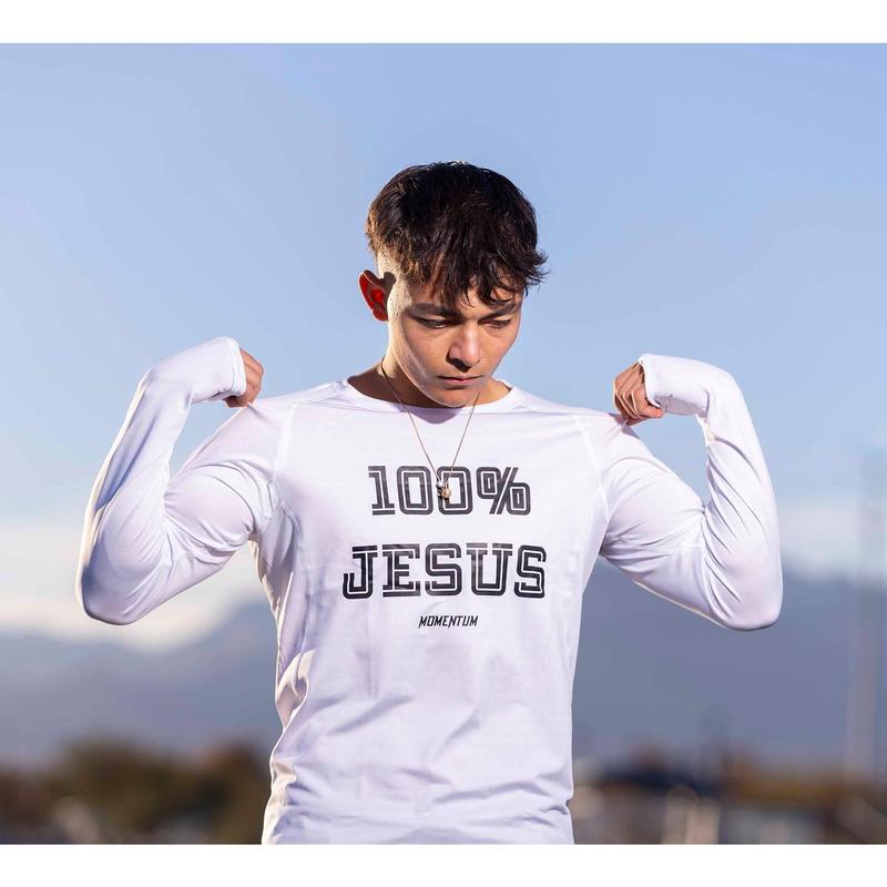 '100% Jesus' Momentum Compression Shirt Long Sleeve