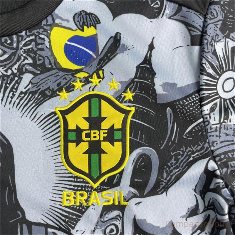 2425 Brazil Black Short SleeveSpecialEdition Redeemer Five Star SoccerJersey