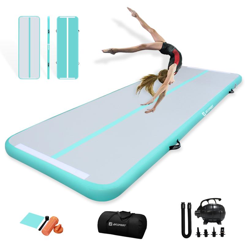 AKSPORT Gymnastics Air Mat Tumble Track Tumbling Mat Inflatable Floor Mats with Air Pump-Monochromatic Collection