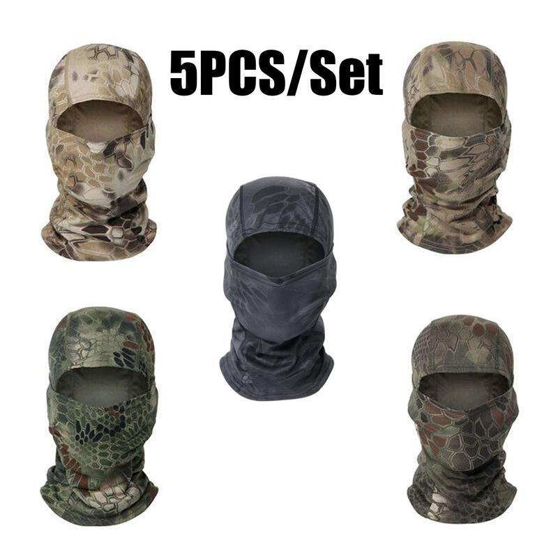 5PCS Camouflage Balaclava Face Mask UV Protection Men Women Sun Hood Tactical Motorcycle Running Riding