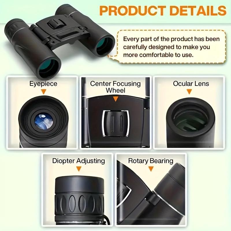 8x21 Binoculars, 4K High Definition Zoom Binoculars, Portable Folding Binoculars for Christmas Gift, Outdoor Binoculars for Camping, Travel, Concert