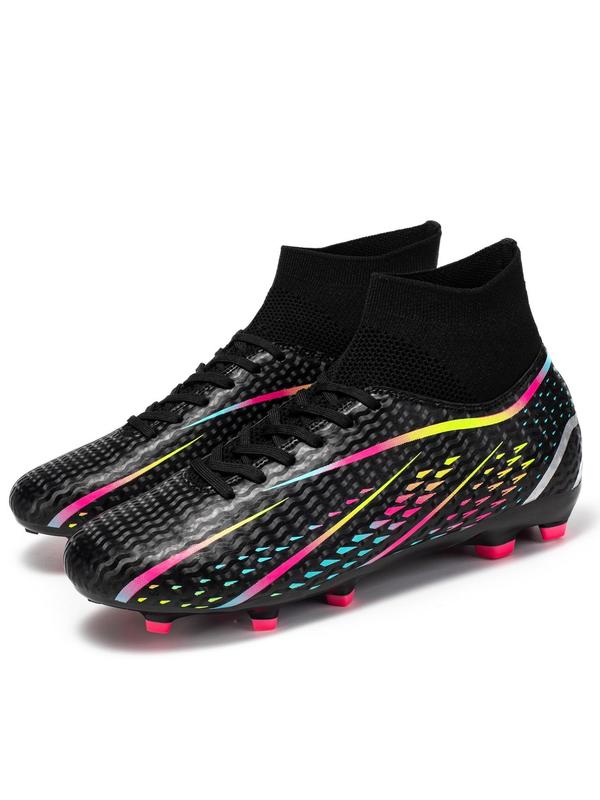 Men's High Top Football Shoes, Lace Up Soccer Shoes, Football Cleats, Outdoor Sports Shoes for Training, Breathable Non-slip Football Shoes for All Seasons