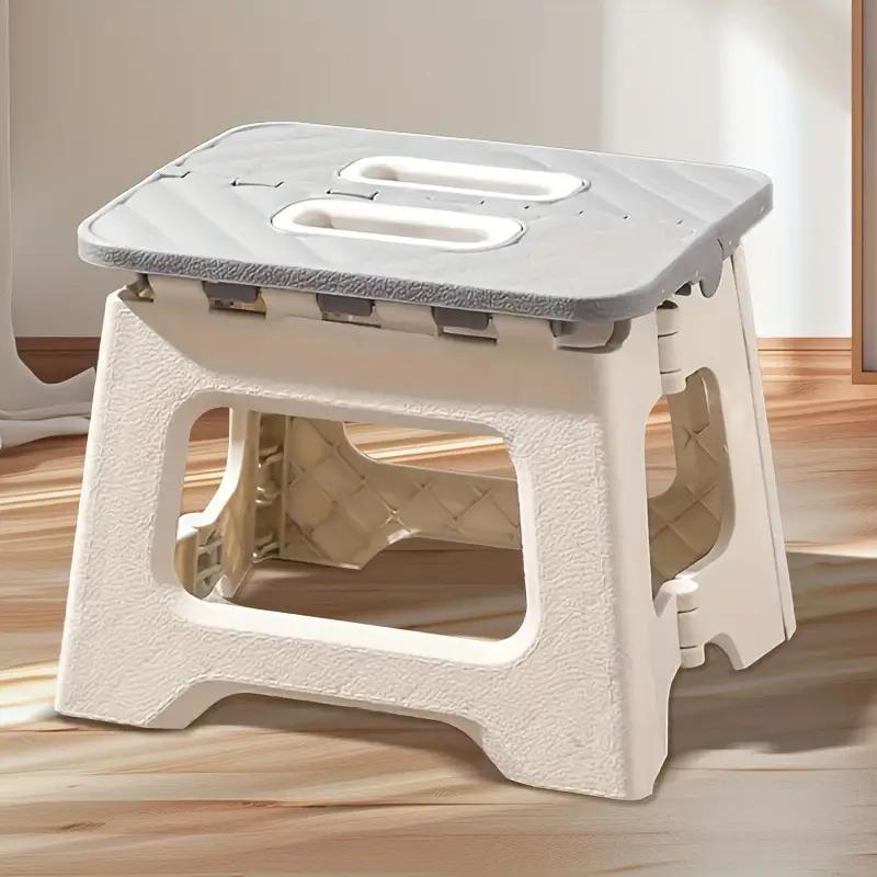 Compact Folding Stool - Ultra-Lightweight, Sturdy, Portable with Handle and Anti-Slip Function, Ideal for Kitchen, Bathroom, Bedroom, Outdoor Camping, Fishing, Hiking, BBQ, and More