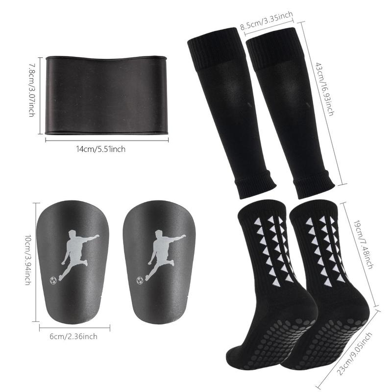 Football Stadium Equipment Set (1 Set), Non-slip Football Socks with Silicone Pad, Protective Leg Sleeves, Shin Guards, Soccer Accessories for Men & Women