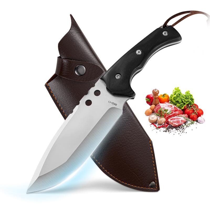 Camping high hardness multi-use knife DC portable fixed blade knife, multifunctional cutting knife kitchen multi-use knife with sheath