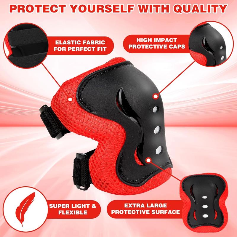 Kids Safety Protective Gear Set for Ages 3-12 Years, Adjustable Knee Pads, Elbow Pads, Wrist Guards for Boys Girls Youth Skateboard, Roller Skating, Scooter, Cycling