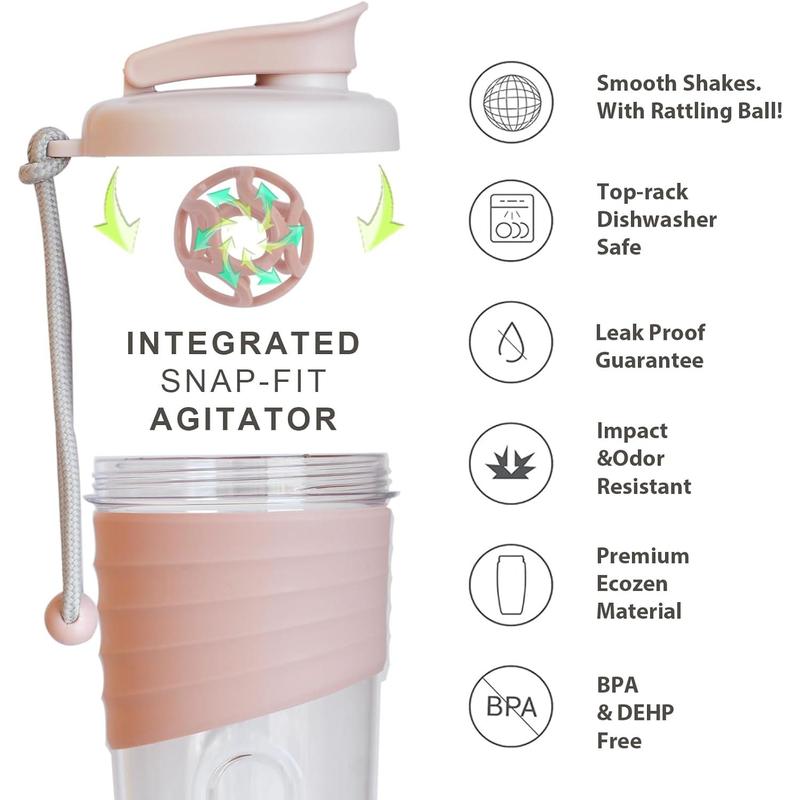 Shaker Bottle for Protein Mixes 24 oz Protein Shaker Bottles with Whisk Ball Mixer Bottle Protein Bottle,Portable Pre Workout Whey Protein Drink Shaker Cup Pink