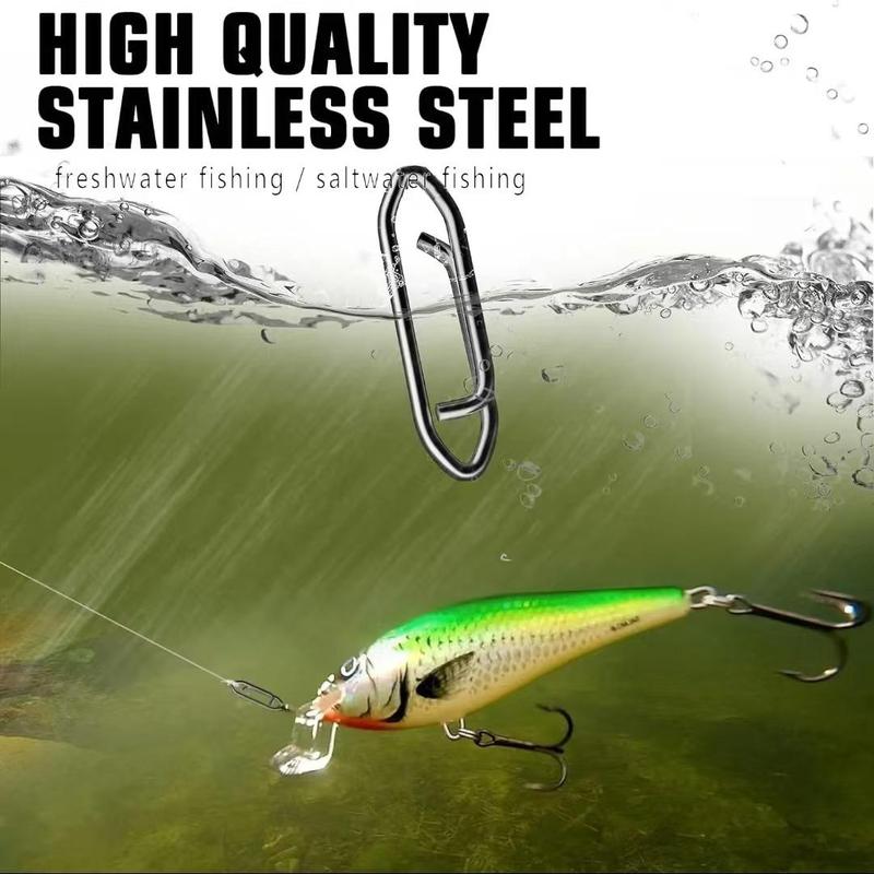 Stainless Steel Fishing Buckle, 20pcs set High Strength Fishing Snaps, Saltwater Stainless Steel Connection Fishing Clips, Fishing Accessories