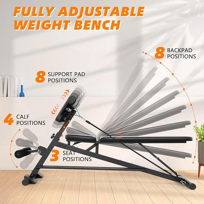 OPPSDECOR Multi-Functional Weight Bench,Hyper Back Extension, Roman Chair, Adjustable Sit up Bench, Incline Decline Bench