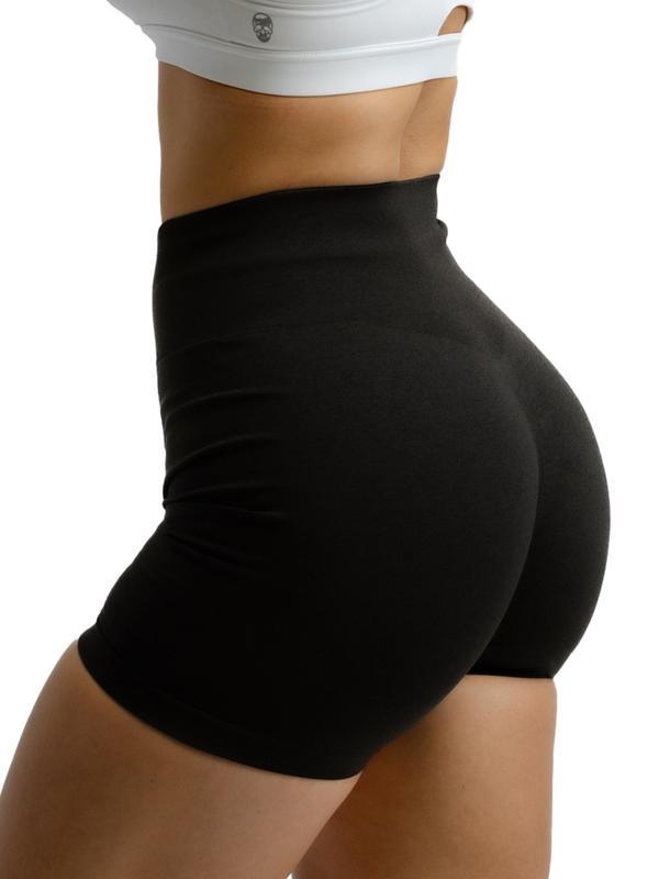 INFINITY Seamless Shorts 1 PAIR - Moisture-wicking Breathable Fabric, Above the Knee Inseam, Diamond Gusset Crotch, Perfect Scrunch Back, Double-Tier Waistband for Support, Squat Proof - Gym, Running, Yoga, All-in-one Workout Wear for Women tummy control