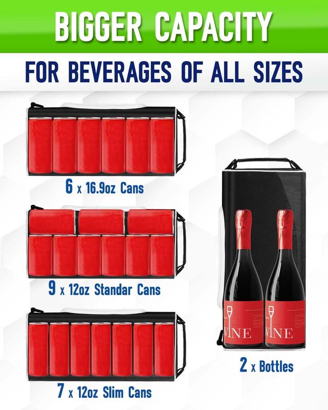 Golf Cooler Bag Insulated with Ice Packs - Keeps 6 Beer Cans or 2 Wine Bottles Cold for Hours, Fits Discreetly in Golf Bags; Golf Accessories Fathers Day Dad Gifts for Men from Daughter Son Wife