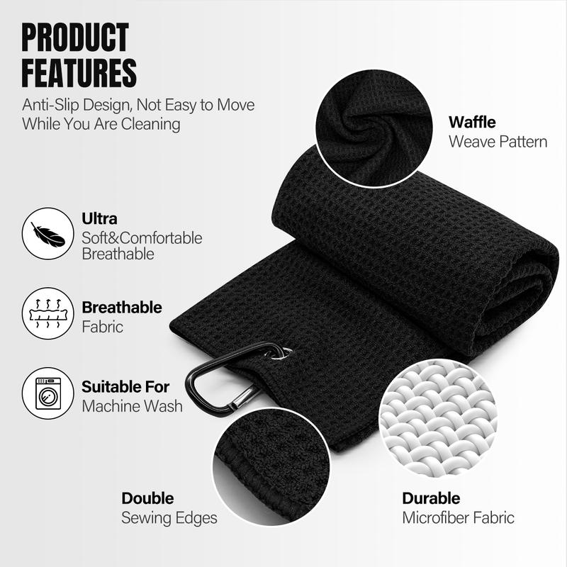 (Talk Birdie To Me) Golf Towel with Quick-Dry Dual-Sided Design, Portable Carabiner, Gentle Cleaning, Durable & Easy-Care