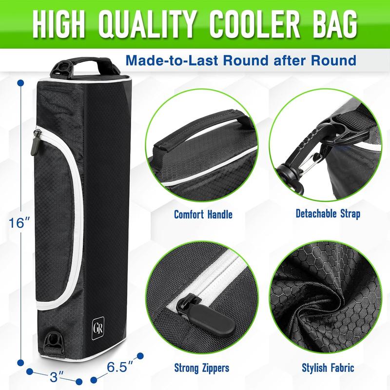 Golf Cooler Bag Insulated with Ice Packs - Keeps 6 Beer Cans or 2 Wine Bottles Cold for Hours, Fits Discreetly in Golf Bags; Golf Accessories Fathers Day Dad Gifts for Men from Daughter Son Wife