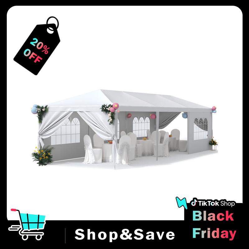 Furmax 10' x 30' Outdoor Gazebo Wedding Party Tent Patio Canopy Camping Shelter Pavilion w Removable Sidewalls Carport Cater BBQ Events