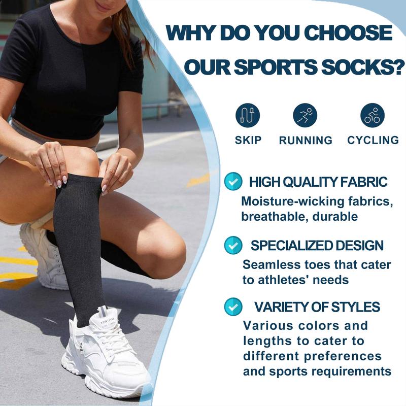 ISUNIE 4 Pairs Solid Color Sports Socks Soft Breathable Simple Plain Stretch Socks for Women & Men , for Sports,Soccer,Travel,Christmas