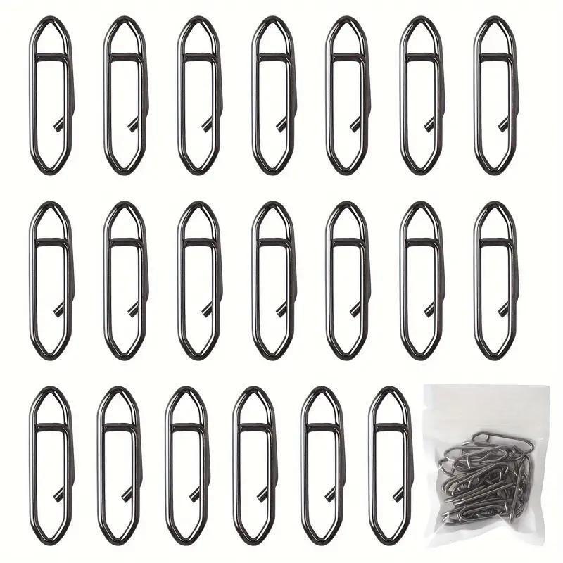 Stainless Steel Fishing Buckle, 20pcs set High Strength Fishing Snaps, Saltwater Stainless Steel Connection Fishing Clips, Fishing Accessories