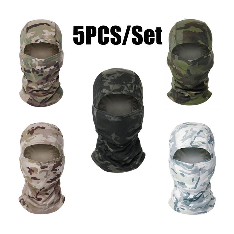 5PCS Camouflage Balaclava Face Mask UV Protection Men Women Sun Hood Tactical Motorcycle Running Riding