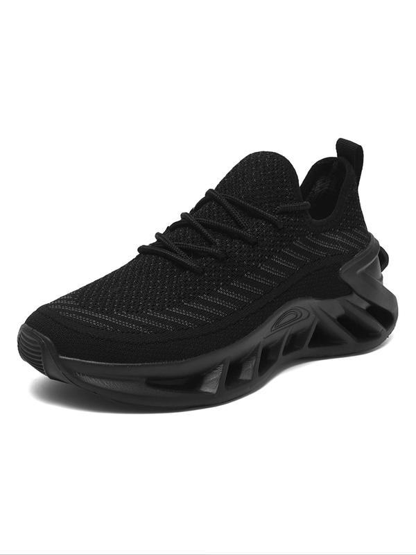 Sporty Unisex's Textured Lace Up Walking Shoes, Casual Breathable Comfortable Sports Running Shoes, Outdoor Sports Shoes for All Seasons