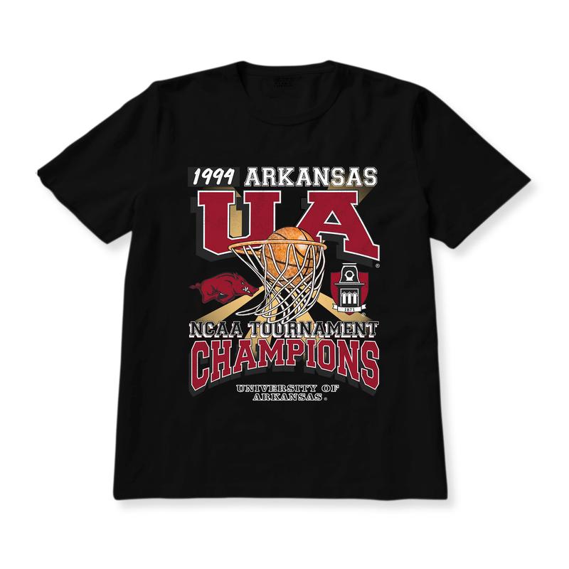 University of Arkansas Tournament Champs NCAA Merch, graphic vintage sports tees summer shirts for men