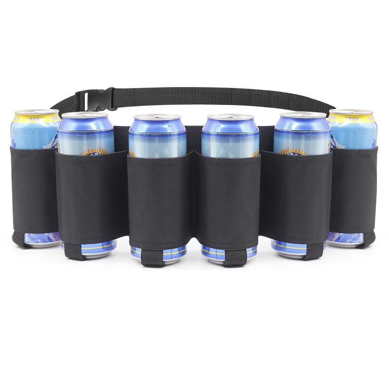 Beer Belt Holster Beer Soda Bottle Holder Belts Drink Can Holder Adjustable Waist Pack Bag Holds 6 Cans Perfect for Parties Picnics Hiking